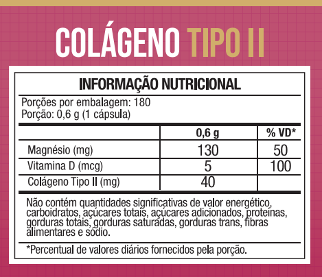 Colágeno Tipo 2 180 Caps + Vitamina D e Magnésio - Nutrione