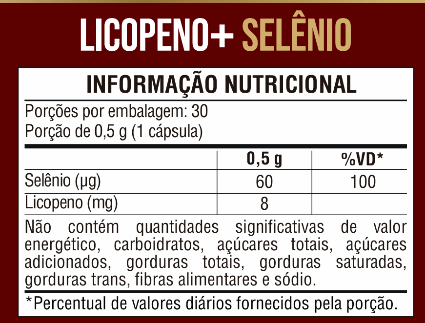 Licopeno 8mg + Selênio 30 Cápsulas - Nutrione
