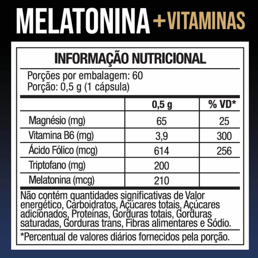 Melatonina 60 Capsulas + Triptofano, Magnesio, Metilfolato e Vitamina B6 - Nutrione