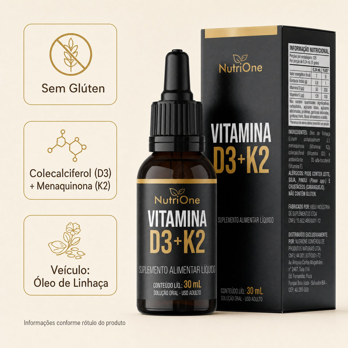 Vit. D3 2.000UI + K2 MK7 em Gotas 120 Doses