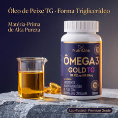 Ômega 3 Gold TG 1200mg EPA 1033mg DHA 634mg com Vitamina E 60 Cápsulas Óleo de Peixe Triglicerídeo Sem Glúten - Nutrione