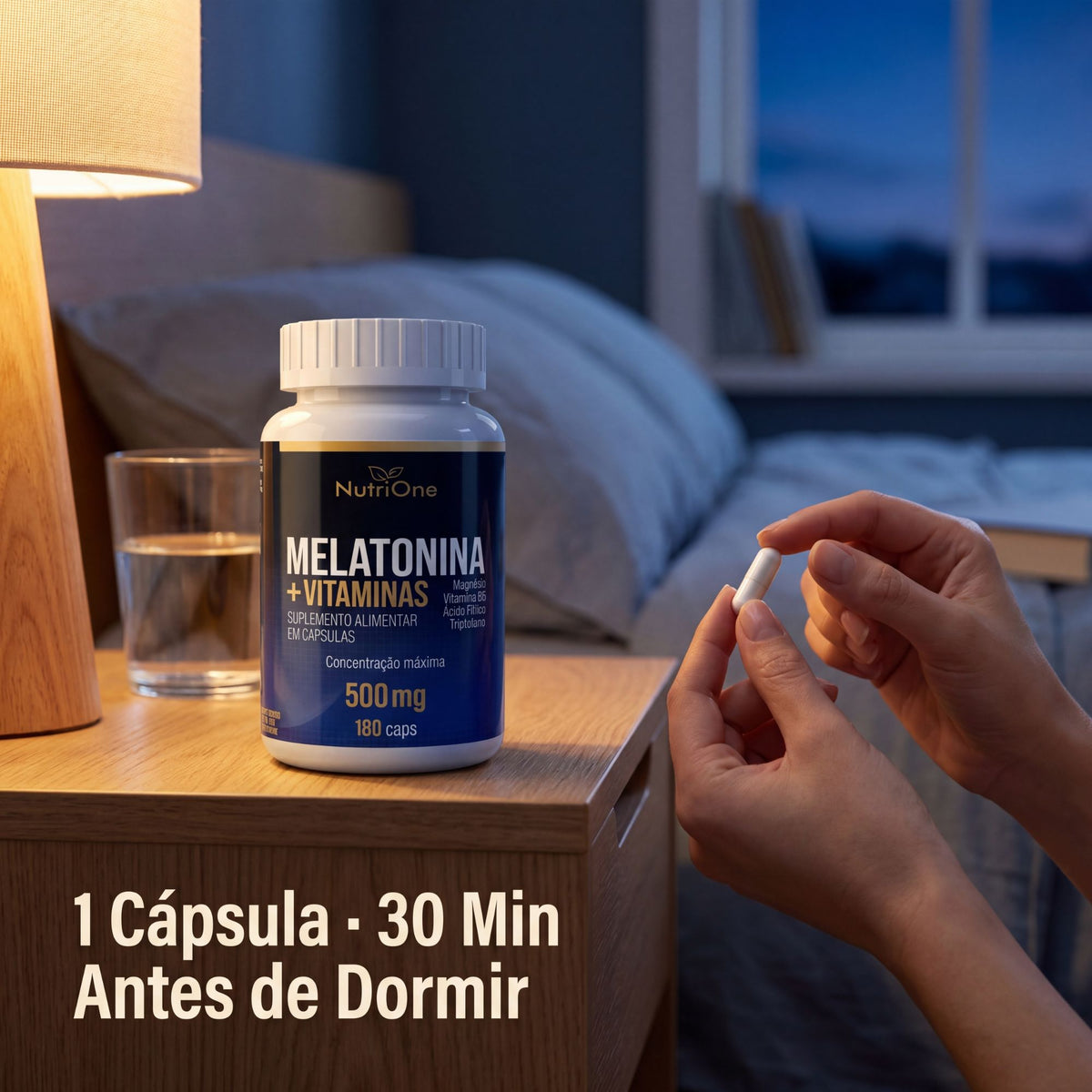 Melatonina 180 Cápsulas + Triptofano, Magnésio, Metilfolato e Vitamina B6 - Nutrione