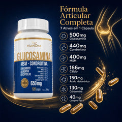 Glucosamina, MSM, Condroitina, Curcumina, Colageno Tipo II, Acido Hialuronico e Calcio 120 Caps - Nutrione