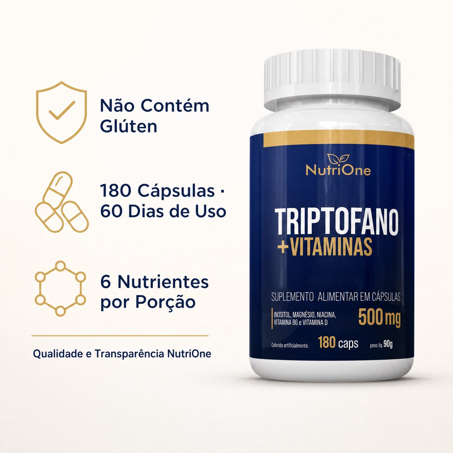 Triptofano + Vitaminas 500mg 180 Cápsulas