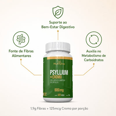 Psyllium + Picolinato De Cromo 120 Capsulas 600mg - Nutrione