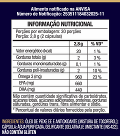 Omega 3 High Potency 1000mg EPA 660mg DHA 440mg 60 Capsulas Oleo de Peixe Alta Concentracao Sem Gluten - Nutrione