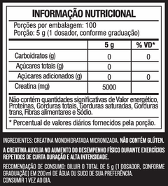 Creatina Monohidratada Pura 500g Sem Sabor