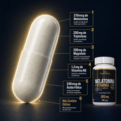 Melatonina 180 Cápsulas + Triptofano, Magnésio, Metilfolato e Vitamina B6 - Nutrione