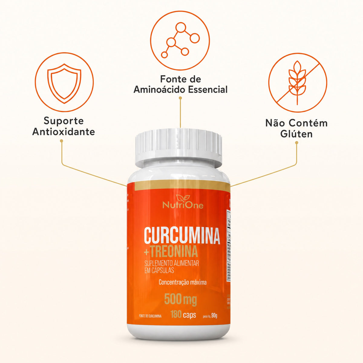 Curcumina 95% (cúrcuma Longa) 180 Caps 500mg - Nutrione