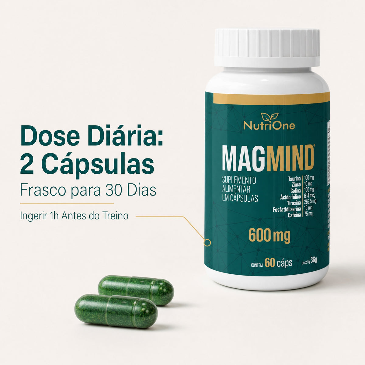 Magmind Formula Memoria Concentracao Foco 600mg - Nutrione