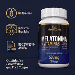 Melatonina 180 Cápsulas + Triptofano, Magnésio, Metilfolato e Vitamina B6 - Nutrione