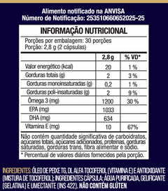 Ômega 3 Gold TG 1200mg EPA 1033mg DHA 634mg com Vitamina E 60 Cápsulas Óleo de Peixe Triglicerídeo Sem Glúten - Nutrione