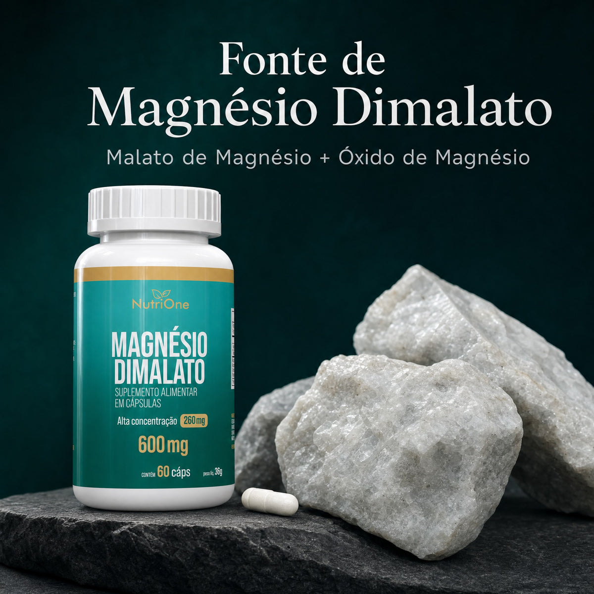 Magnesio Dimalato Puro Alta Concentracao 60 Caps - Nutrione