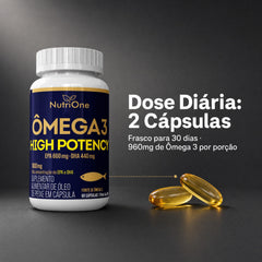 Omega 3 High Potency 1000mg EPA 660mg DHA 440mg 60 Capsulas Oleo de Peixe Alta Concentracao Sem Gluten - Nutrione