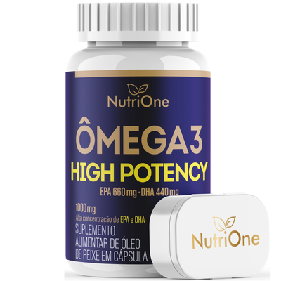 Omega 3 High Potency 1000mg EPA 660mg DHA 440mg 60 Capsulas Oleo de Peixe Alta Concentracao Sem Gluten - Nutrione