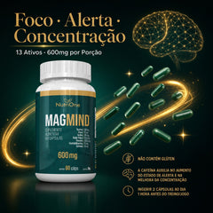 Magmind Formula Memoria Concentracao Foco 600mg - Nutrione