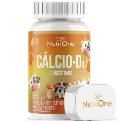 Cálcio D3 Concentrado Sabor Doce de Leite - Vitamina D3 e Carbonato de Cálcio - 60 Comprimidos - Nutrione
