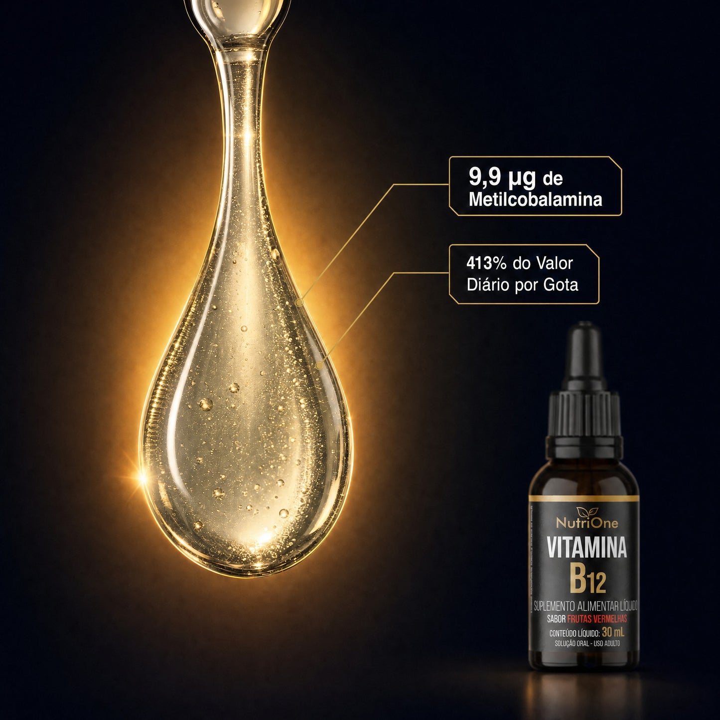 Vitamina B12 Metilcobalamina Líquida em Gotas