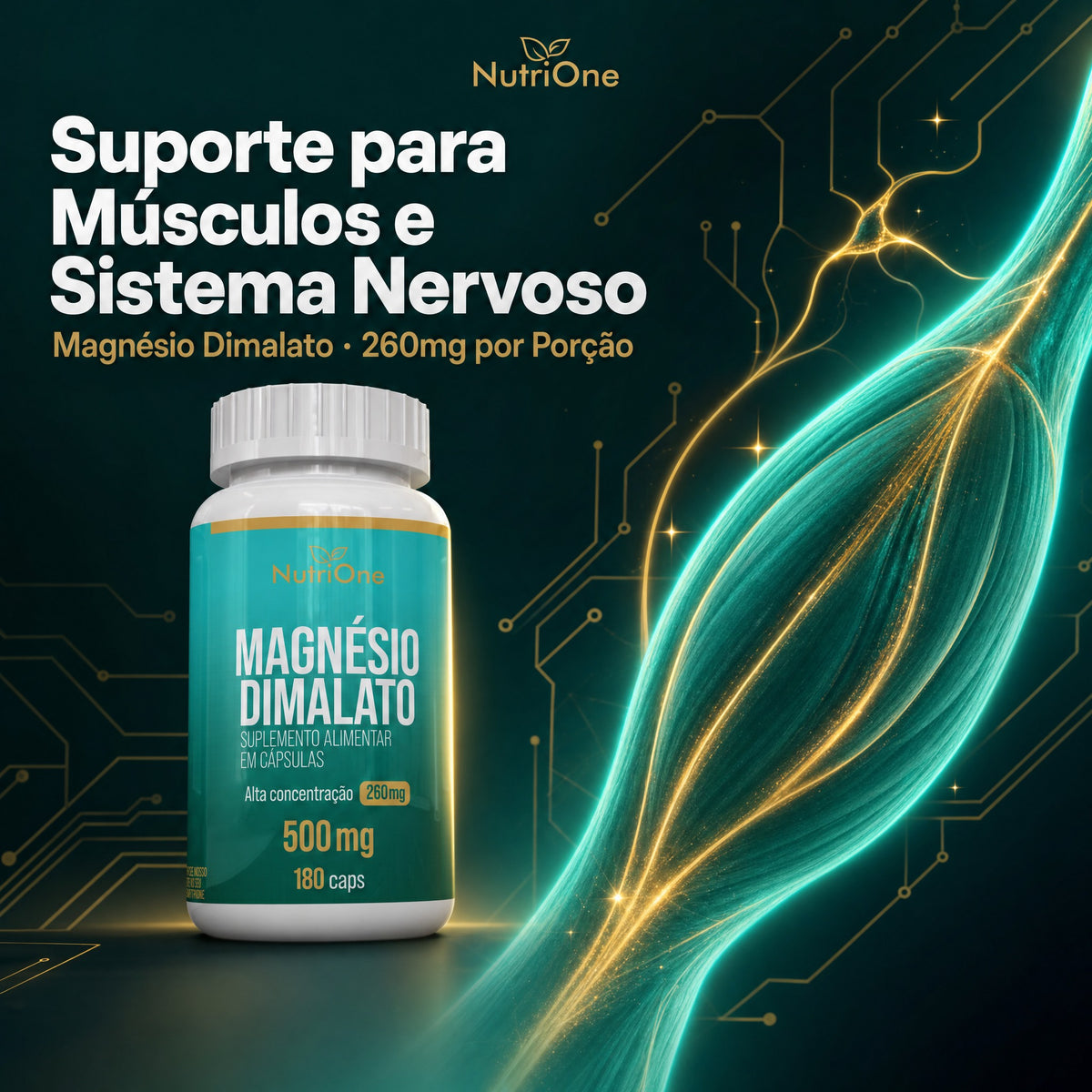 Magnésio Dimalato Puro 180 Cápsulas 500mg - Nutrione