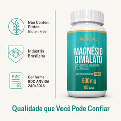 Magnésio Dimalato Puro 180 Cápsulas 500mg - Nutrione
