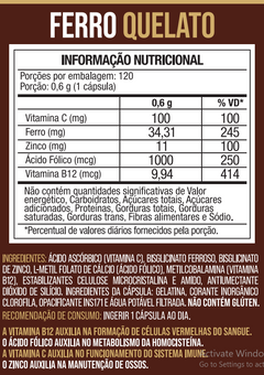 Formula Premium Ferro Quelato + 4 Ativos Concentrados 120 Capsulas - Nutrione
