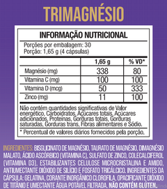 Trimagnesio (Malato, Taurato e Quelato) + Zinco, Vitamina C e D, 120 Capsulas - Nutrione