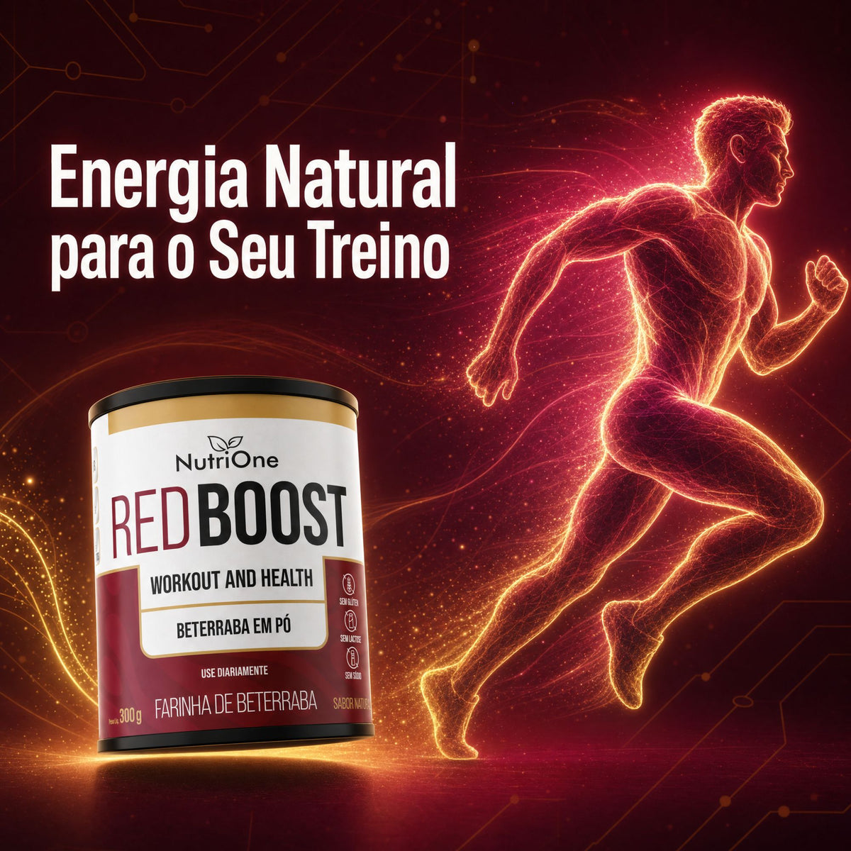 Red Boost Beterraba em Pó com Maltodextrina 300g - Farinha de Beterraba Sabor Natural, Sem Glúten, Sem Sódio - Nutrione