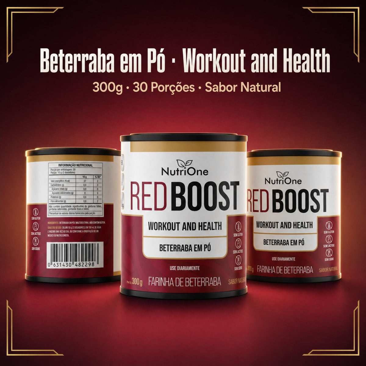 Red Boost Beterraba em Pó com Maltodextrina 300g - Farinha de Beterraba Sabor Natural, Sem Glúten, Sem Sódio - Nutrione