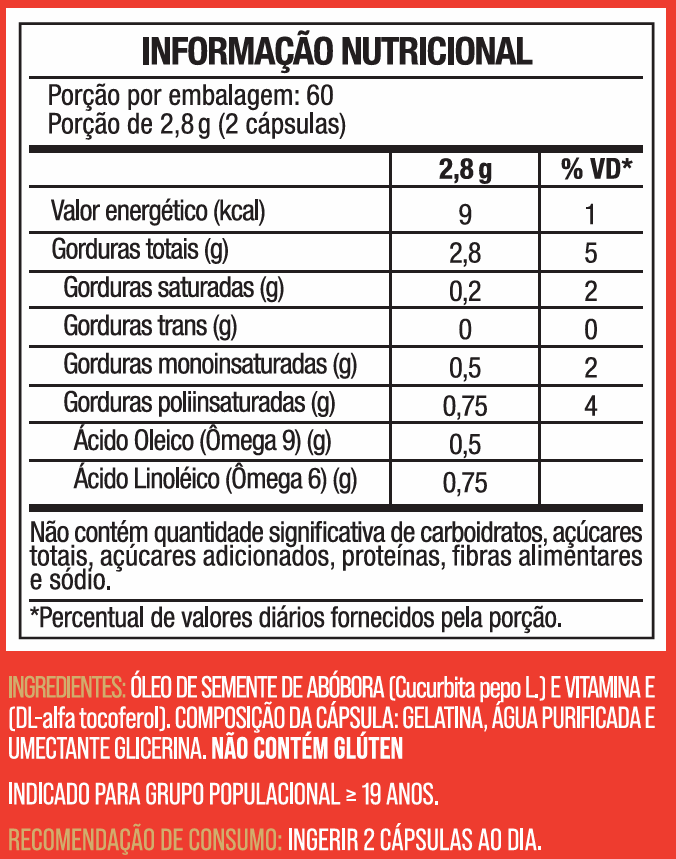 Óleo de Semente de Abóbora 1400mg - Ômega 6 + Ômega 9 - Concentração Máxima - 120 Cápsulas - Nutrione