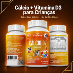 Cálcio D3 Concentrado Sabor Doce de Leite - Vitamina D3 e Carbonato de Cálcio - 60 Comprimidos - Nutrione