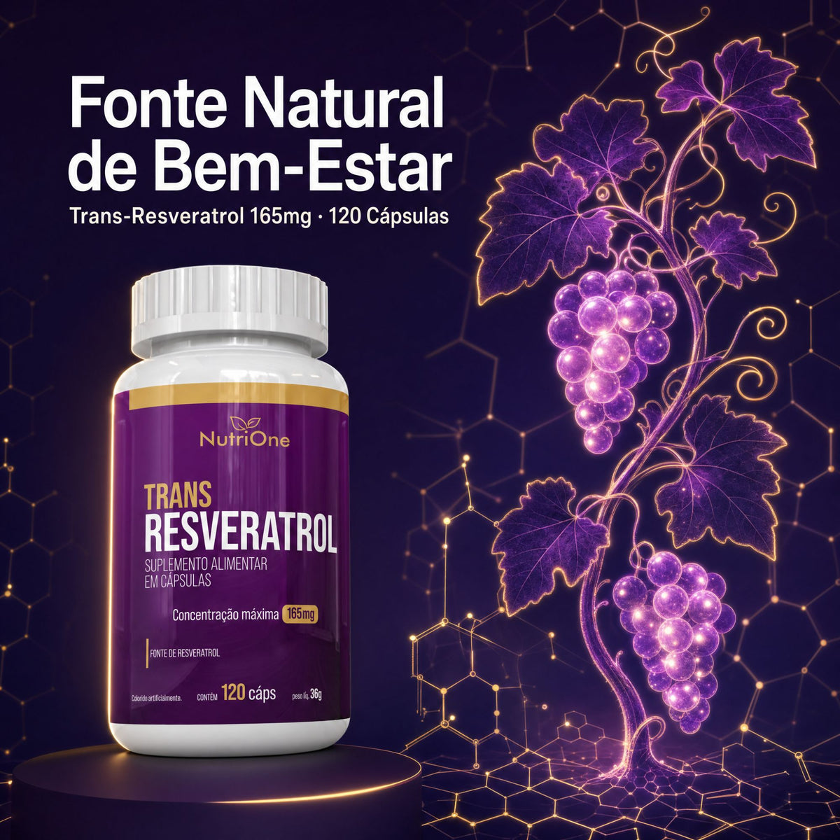 Trans-Resveratrol Concentrado 500mg 120 Cápsulas - Nutrione