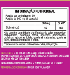 Biotina 45mcg Concentração Máxima 60 Cápsulas Vitamina B7 - Nutrione