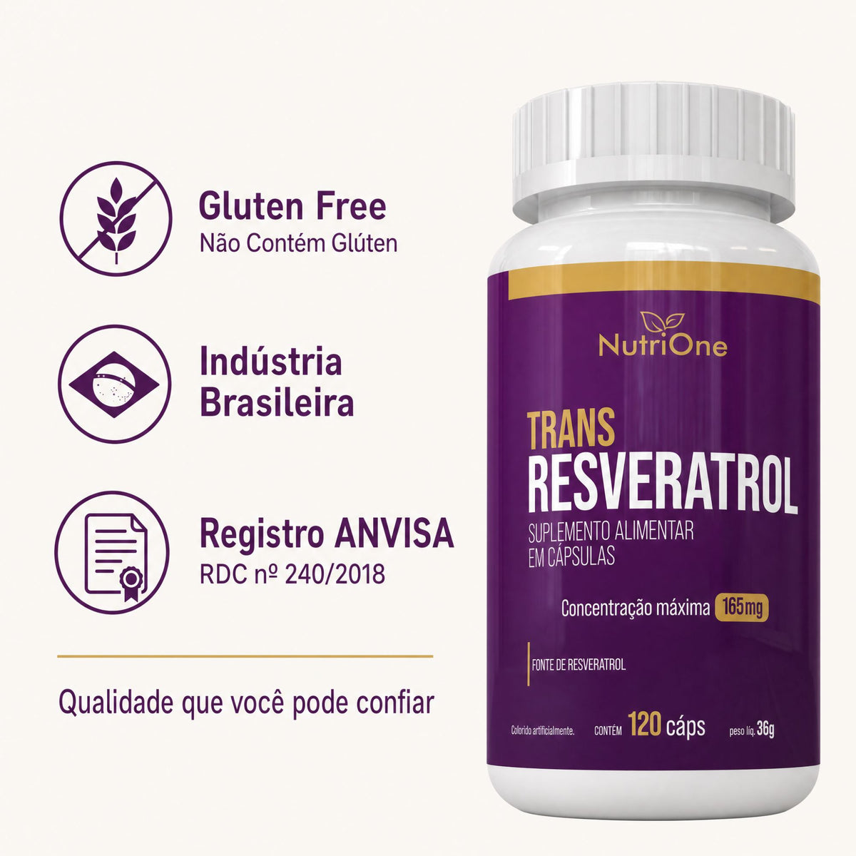 Trans-Resveratrol Concentrado 500mg 120 Cápsulas - Nutrione