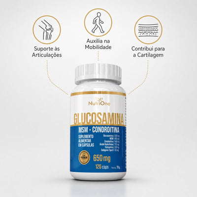 Glucosamina, MSM, Condroitina, Curcumina, Colageno Tipo II, Acido Hialuronico e Calcio 120 Caps - Nutrione