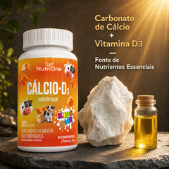 Cálcio D3 Concentrado Sabor Doce de Leite - Vitamina D3 e Carbonato de Cálcio - 60 Comprimidos - Nutrione