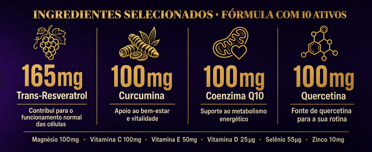 Resveratrol Trans Formula Premium 10 Ativos Concentrados 90 Capsulas - Nutrione