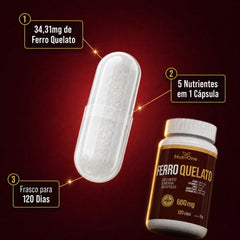 Formula Premium Ferro Quelato + 4 Ativos Concentrados 120 Capsulas - Nutrione