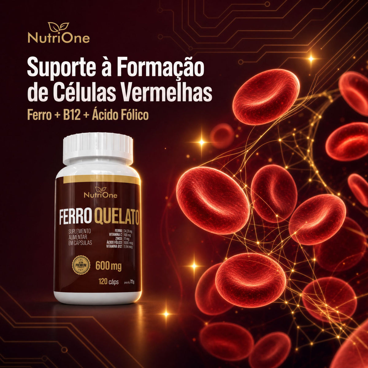 Formula Premium Ferro Quelato + 4 Ativos Concentrados 120 Capsulas - Nutrione