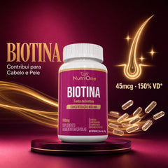 Biotina 45mcg Concentração Máxima 60 Cápsulas Vitamina B7 - Nutrione