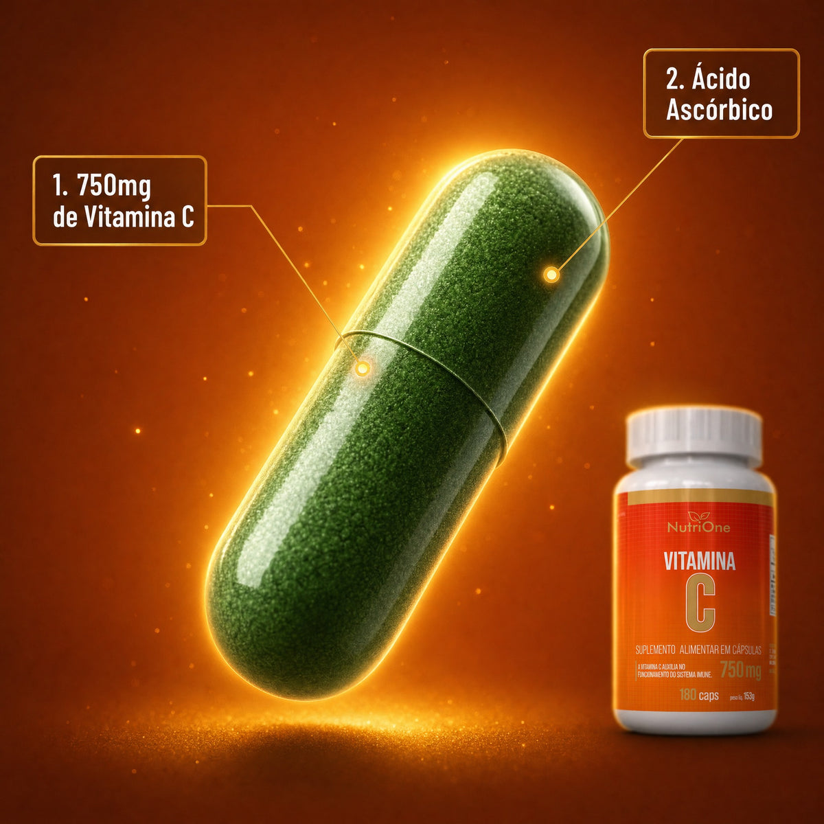 Vitamina C 750mg 180 Cápsulas - Nutrione
