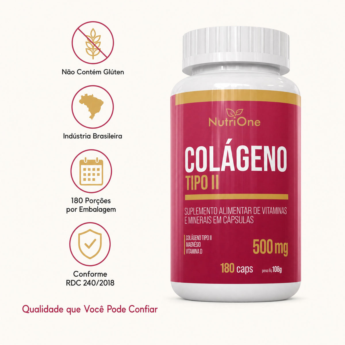 Colágeno Tipo II + Vit. D e Magnésio 60 Caps