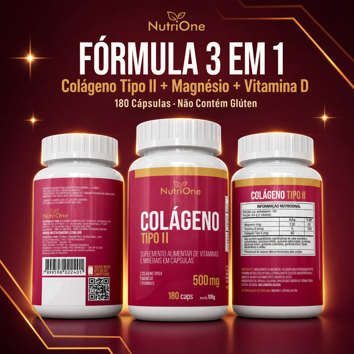 Colágeno Tipo II + Vit. D e Magnésio 60 Caps