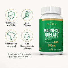 Magnesio Quelato Alta Concentracao 60 Capsulas - Nutrione