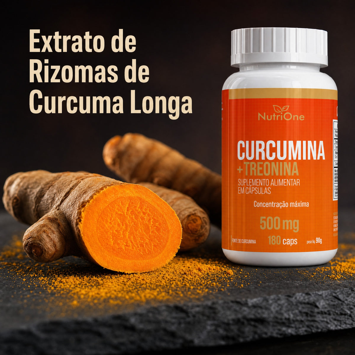 Curcumina 95% (cúrcuma Longa) 180 Caps 500mg - Nutrione