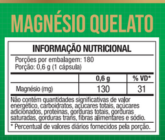Magnésio Quelato (Bisglicinato) 180 Caps 500mg - Nutrione