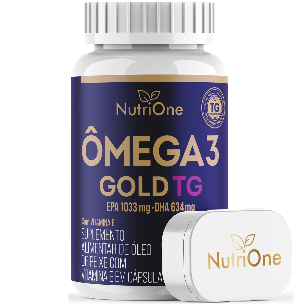 Ômega 3 Gold TG 1200mg EPA 1033mg DHA 634mg com Vitamina E 60 Cápsulas Óleo de Peixe Triglicerídeo Sem Glúten - Nutrione