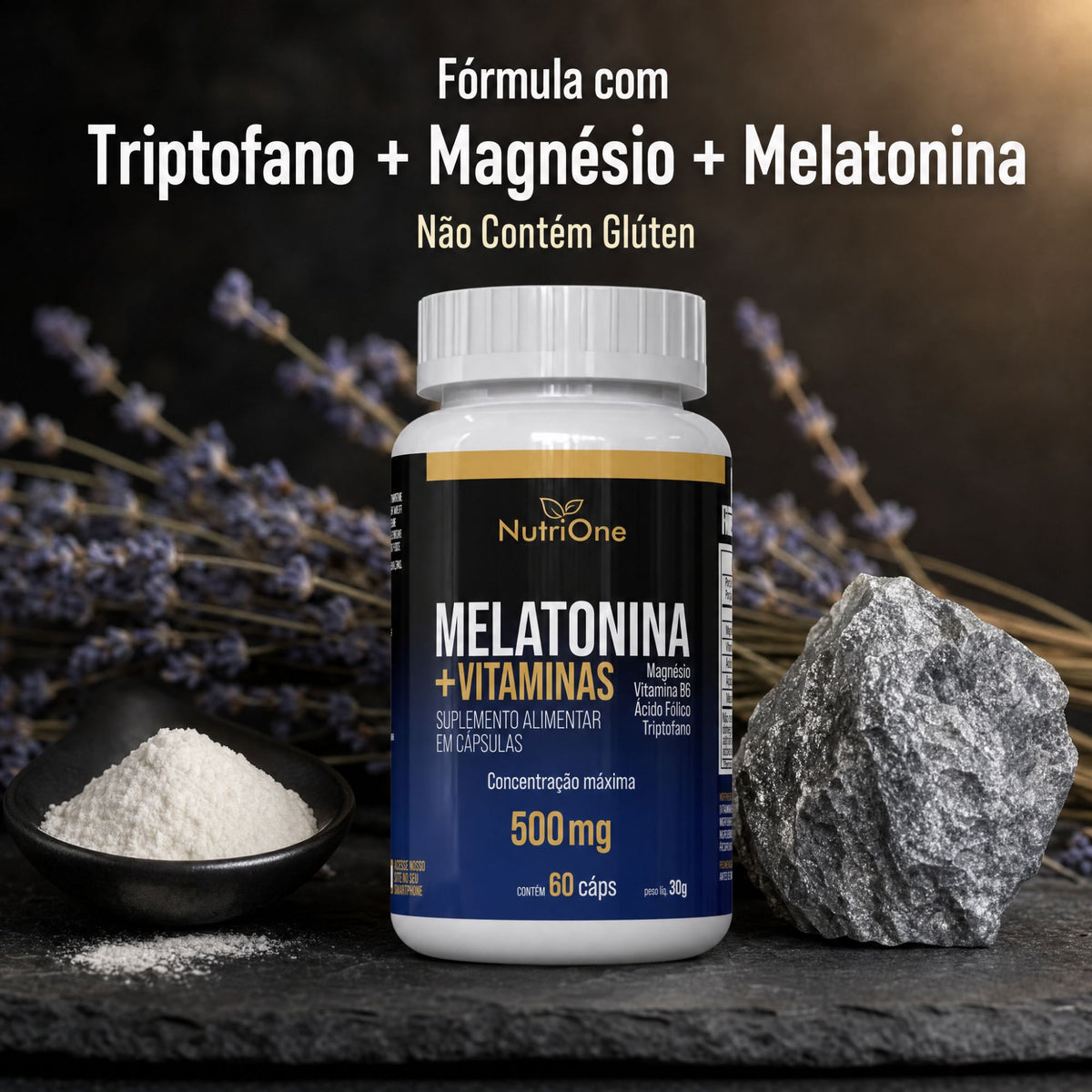Melatonina 60 Capsulas + Triptofano, Magnesio, Metilfolato e Vitamina B6 - Nutrione