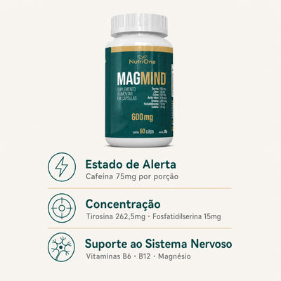 Magmind Formula Memoria Concentracao Foco 600mg - Nutrione