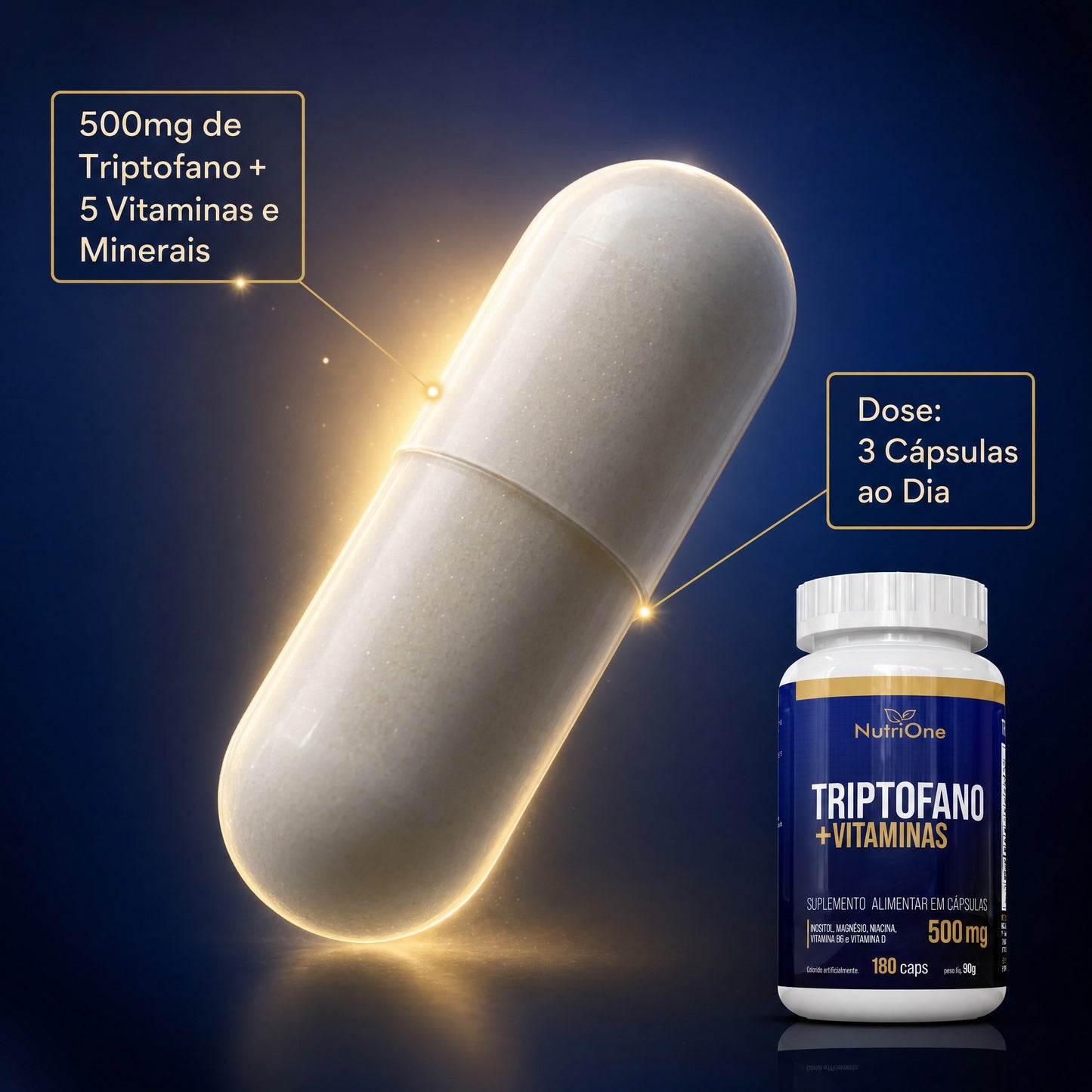 Triptofano + Vitaminas 500mg 180 Cápsulas