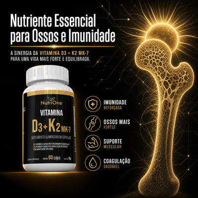 Vitamina D3 + K2 Mk7 Alta Concentracao 180 Caps - Nutrione